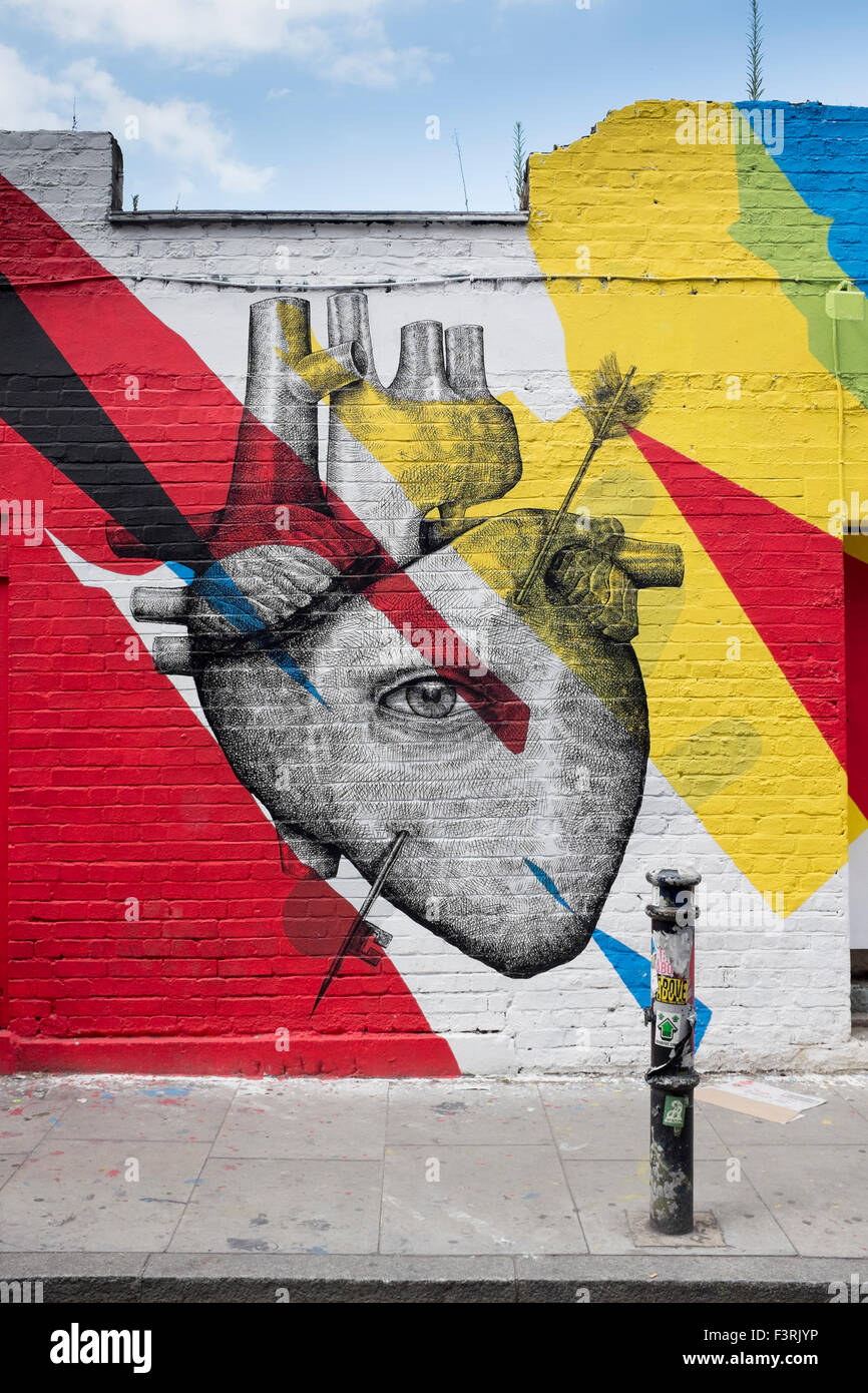Street Art, East End, London, Vereinigtes Königreich Stockfoto
