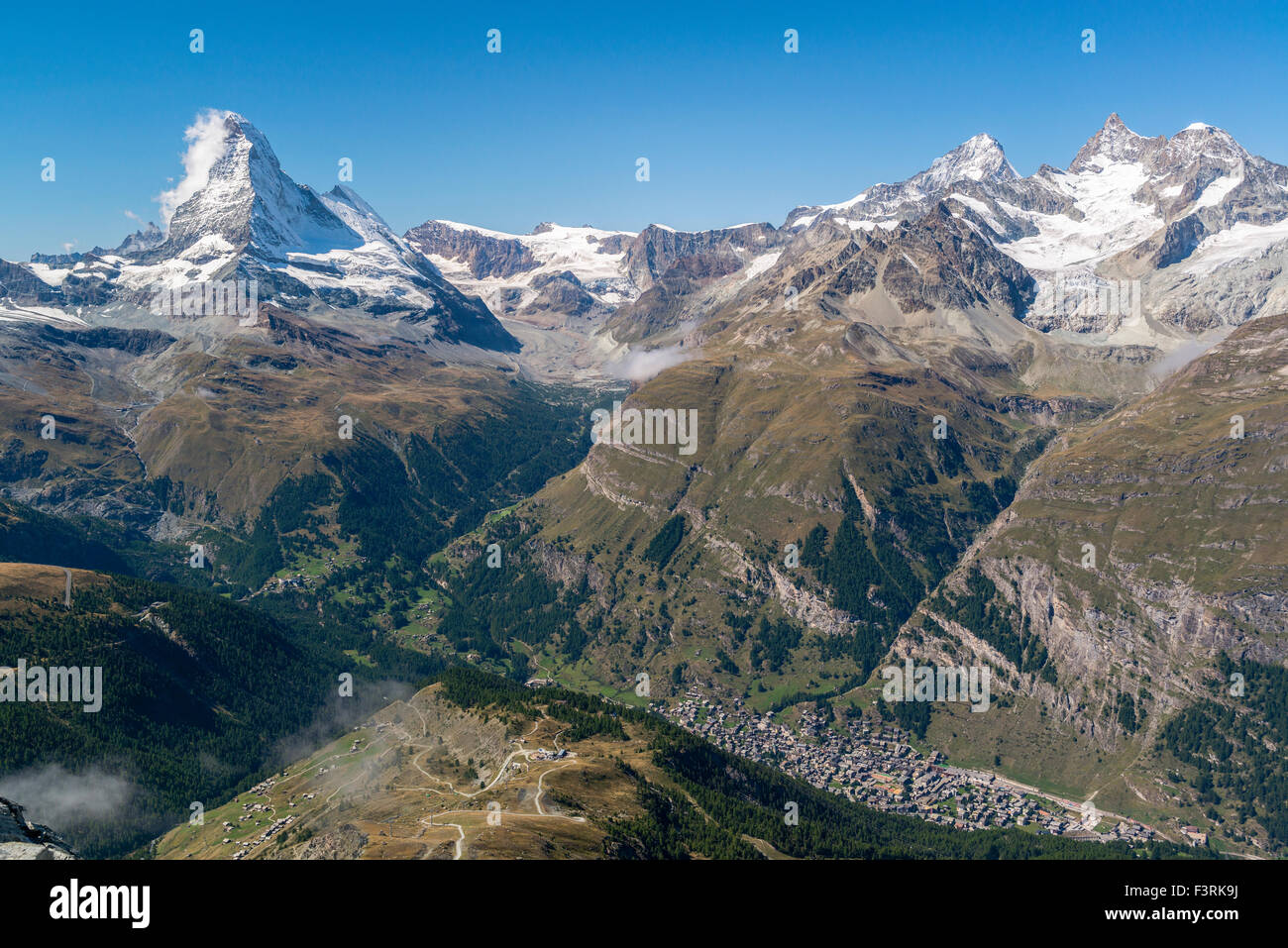 Tal von Zermatt mit Matterhorn, Schweiz Stockfoto