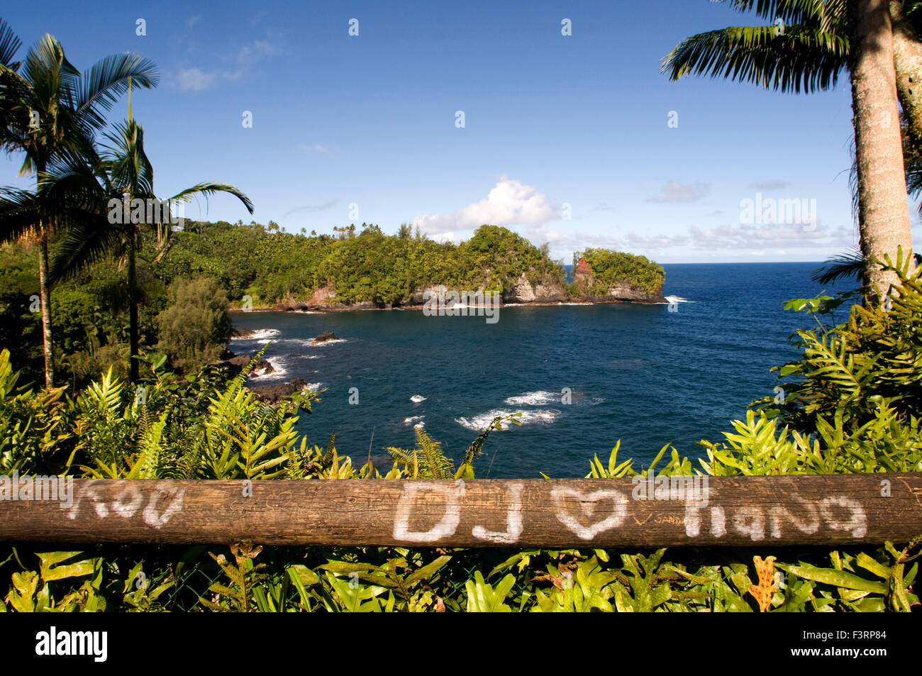 Blick von der Panorama Route-Pepe'ekeo auf die Küste. Big Island. Hawaii. Pepe'ekeo Fahrt. Die Pepe'ekeo (auch bekannt als O Stockfoto