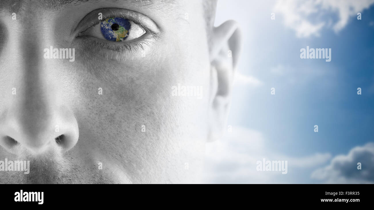 Zusammengesetztes Bild ein Rugby-Spieler wegschauen Stockfoto