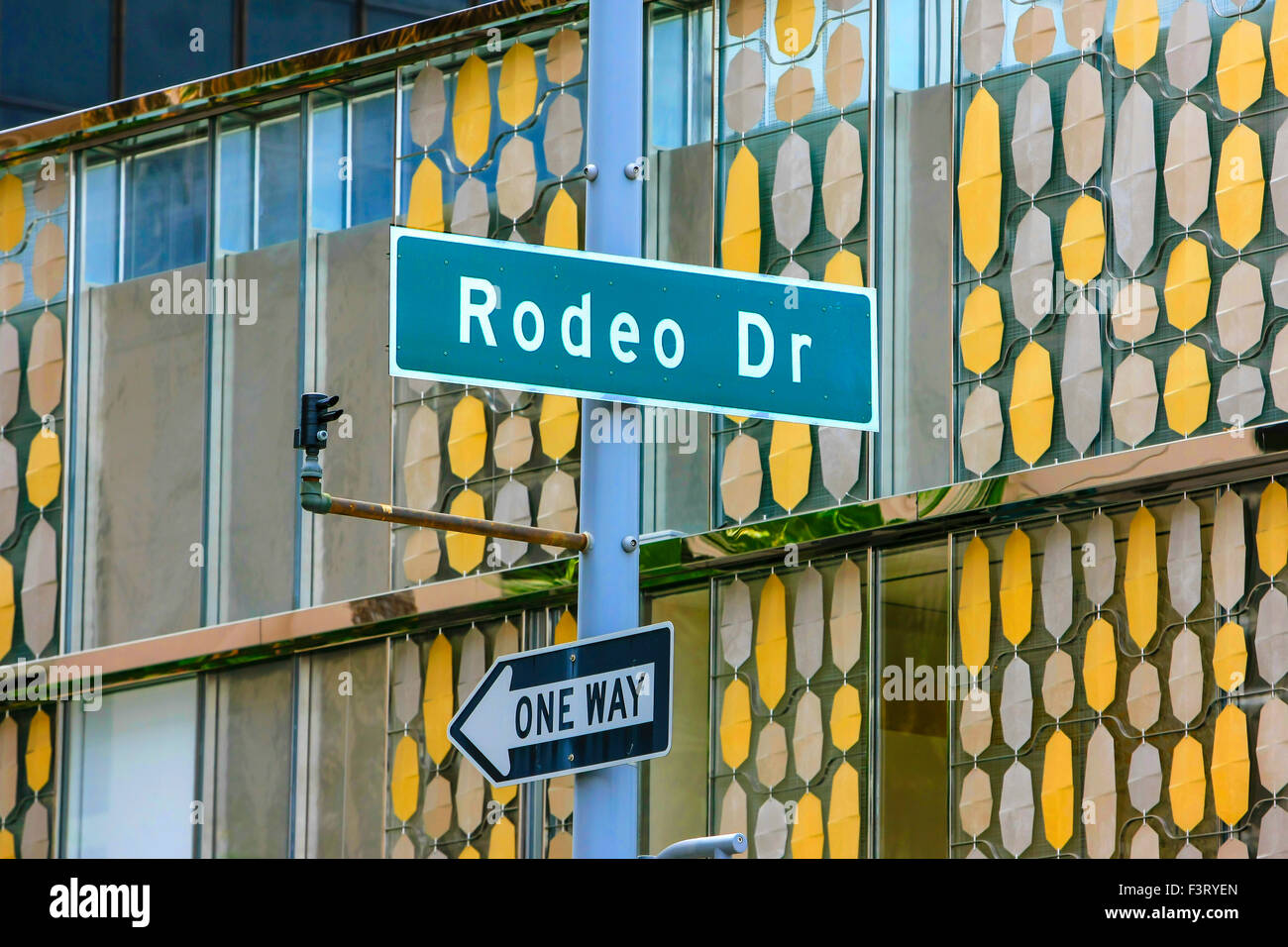 Straßenschild der Rodeo Drive in Beverly Hills Kalifornien Stockfoto