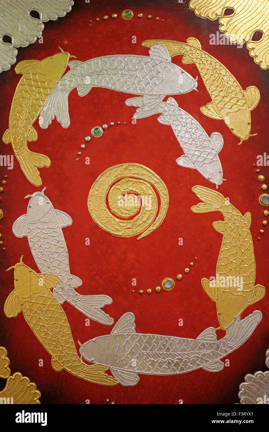 Chinesische Karpfen Malerei Stockfoto