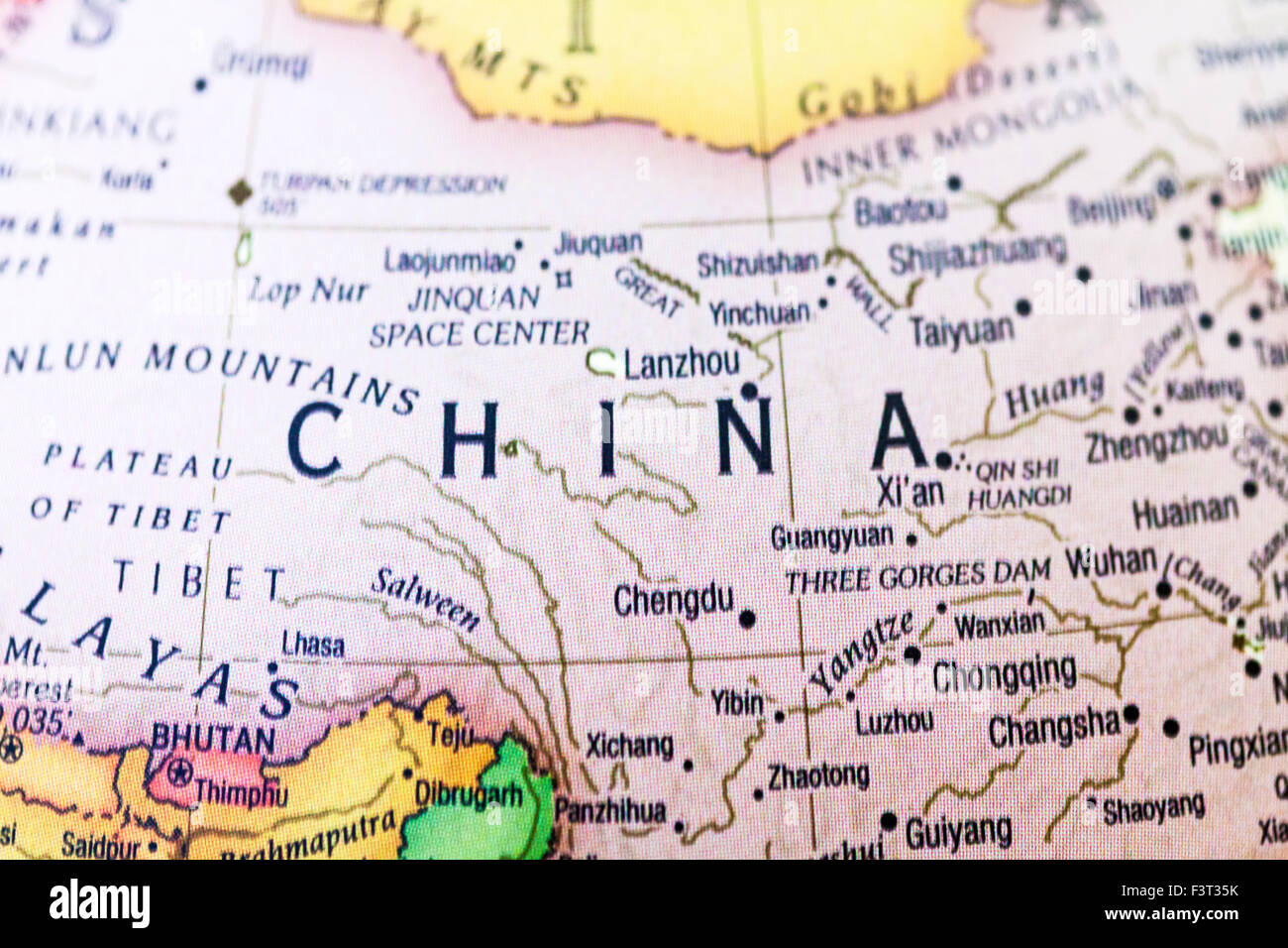 Provinzen Chinas Karte Atlas Land Blick Regionen Städte Namen Namen Worte Stockfoto