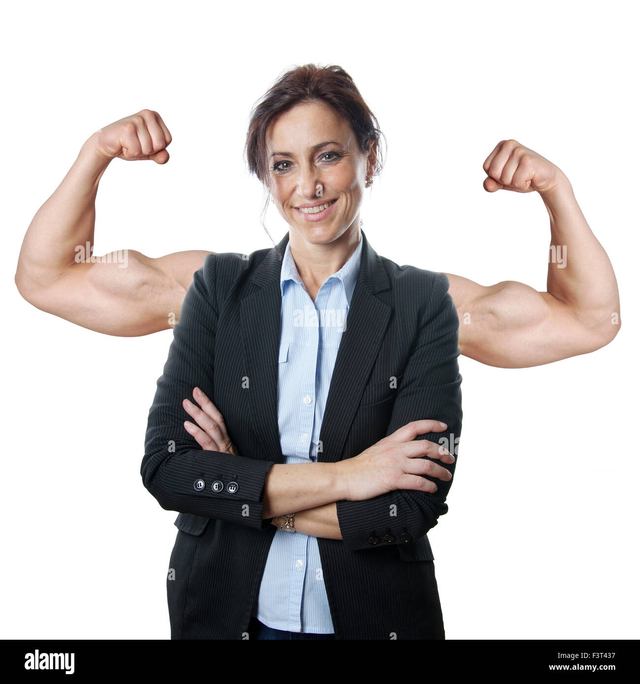 Geschäftsfrau, die Muskeln Stockfoto