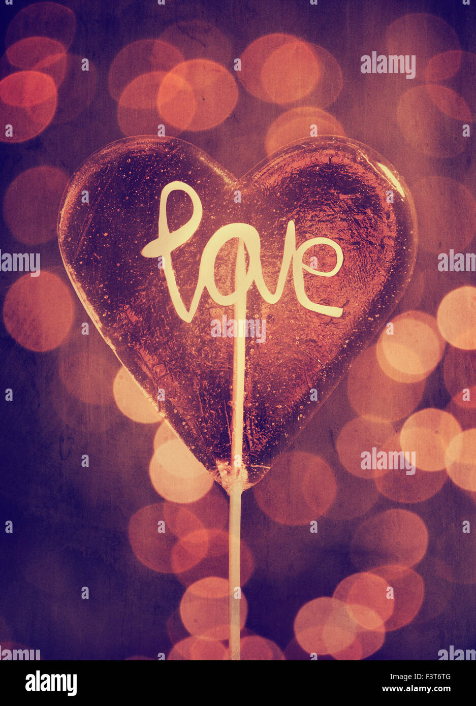 Lutscher im retro-Stil in Herzform Stockfoto