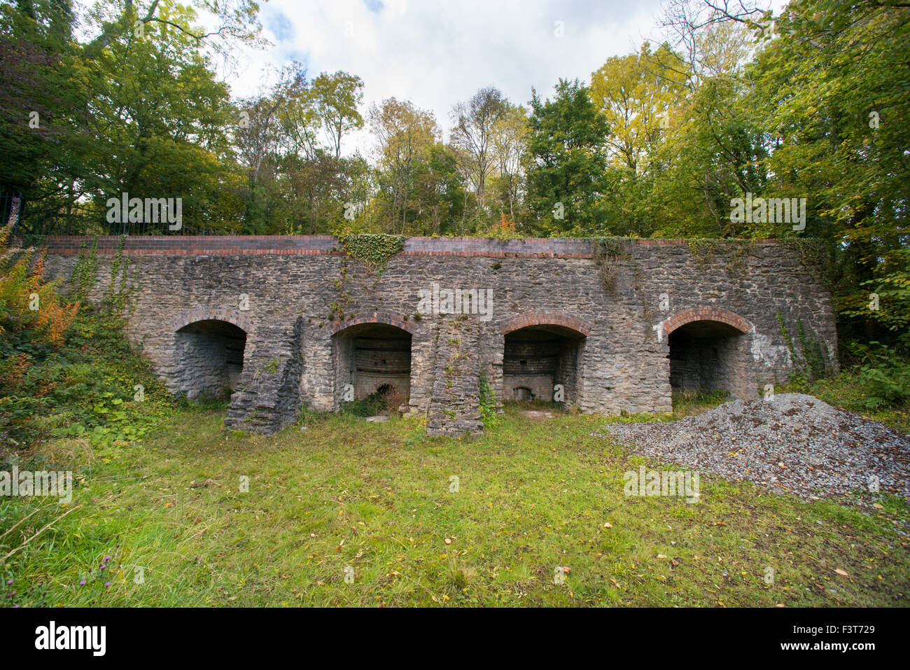 Knowle Steinbruch Kalköfen on Wenlock Edge, Shropshire. Stockfoto