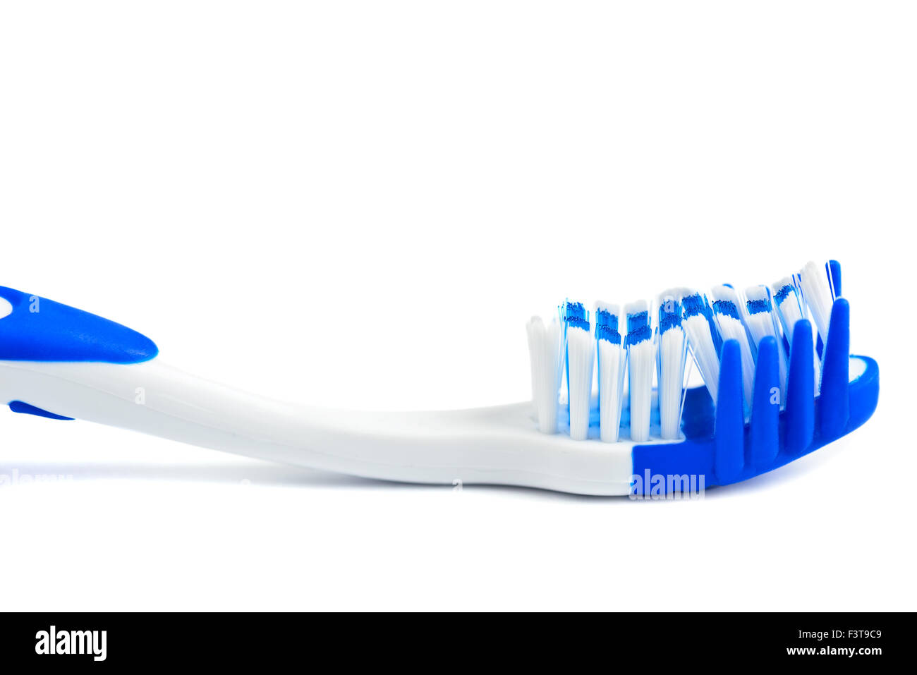 Zahnbürste Makro isoliert auf weiss Stockfoto