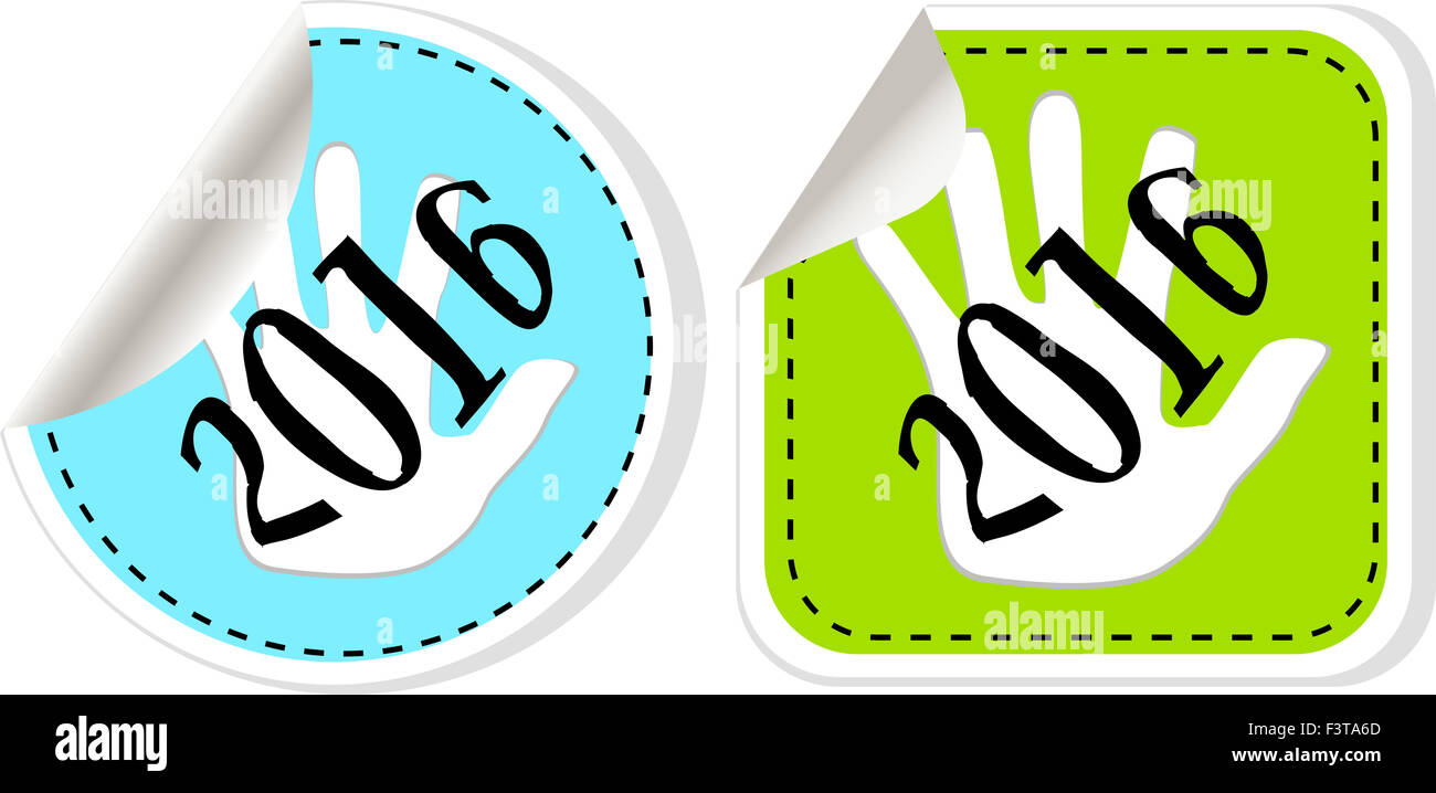 neues Jahr 2016 violette Symbol Silvester Symbol original modernes Design für Web und mobile app auf weißem Hintergrund mit Reflexion Stockfoto