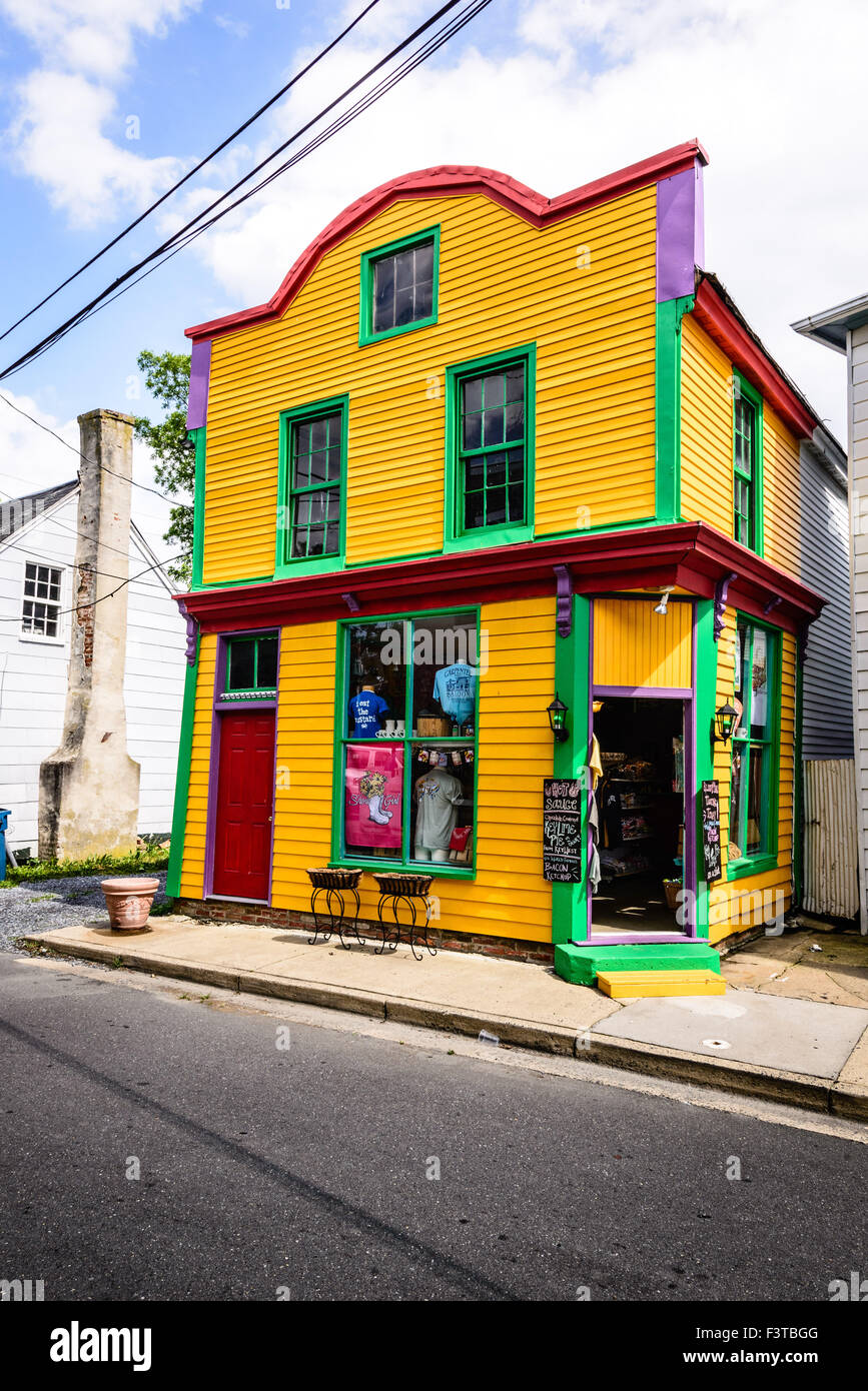 Crabi Gras-Geschenk-Shop, 100 Carpenter Street, St. Michaels, Maryland Stockfoto