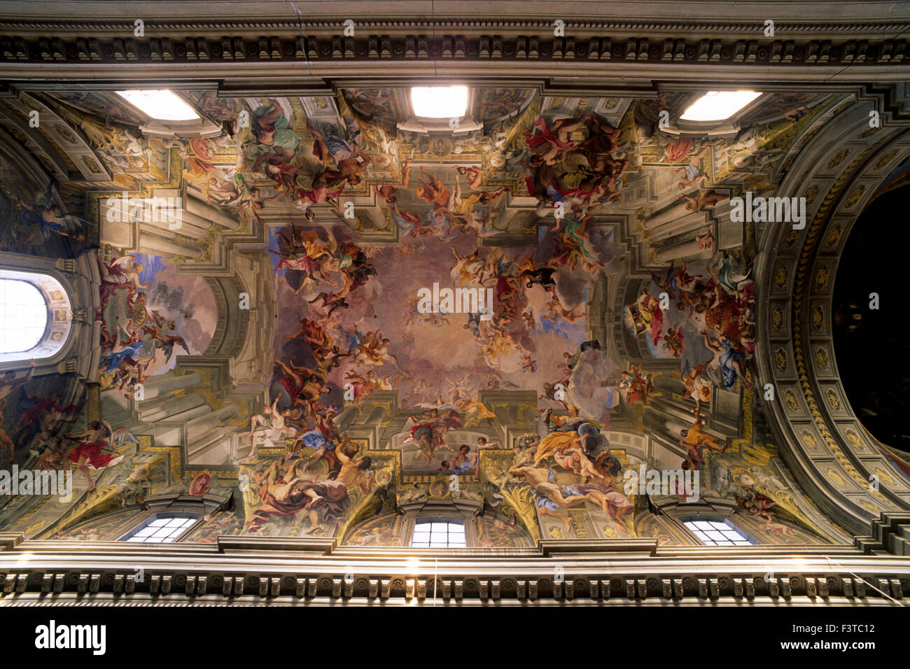Italien, Rom, Kirche Sant'Ignazio (St. Ignatius), Gloria di Sant'Ignazio, Deckengemälde (Andrea Pozzo, 17. Jahrhundert) Stockfoto