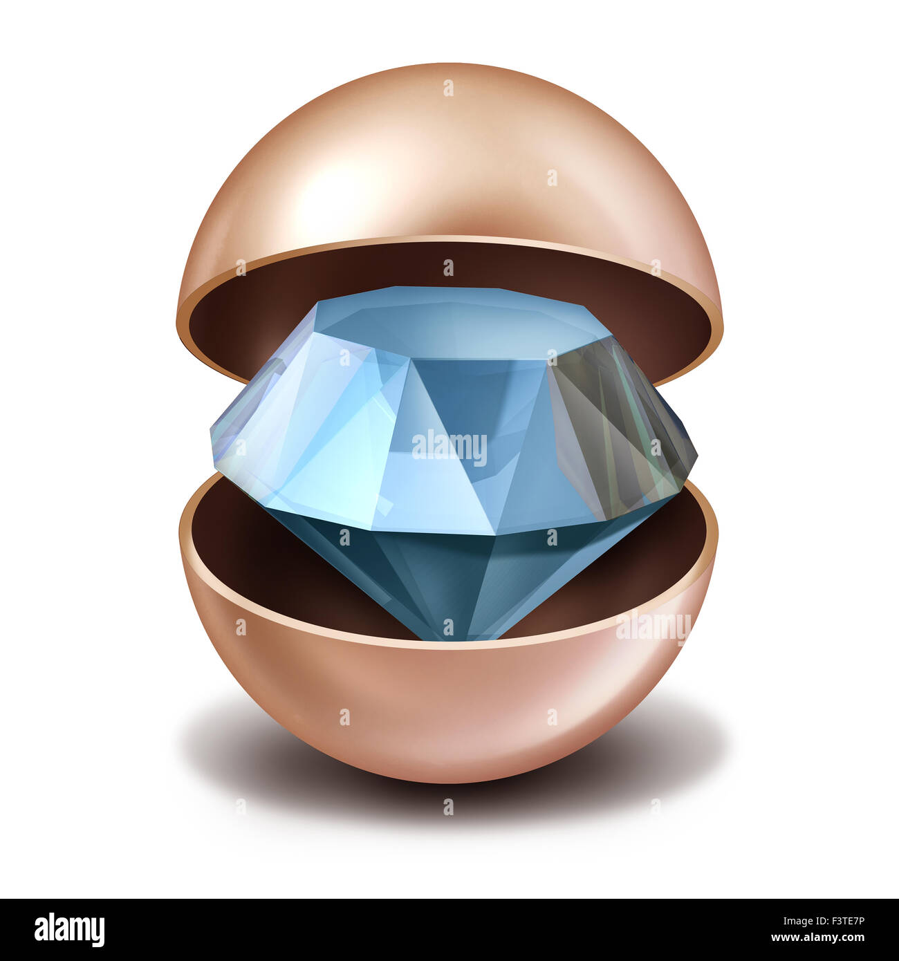 Investieren Geheimnisse Konzept als eine offene kostbare Perle mit einem funkelnden Diamanten im Inneren als Metapher und finanziellen Schutz Symbol für versteckte private Fonds investieren Unternehmen. Stockfoto