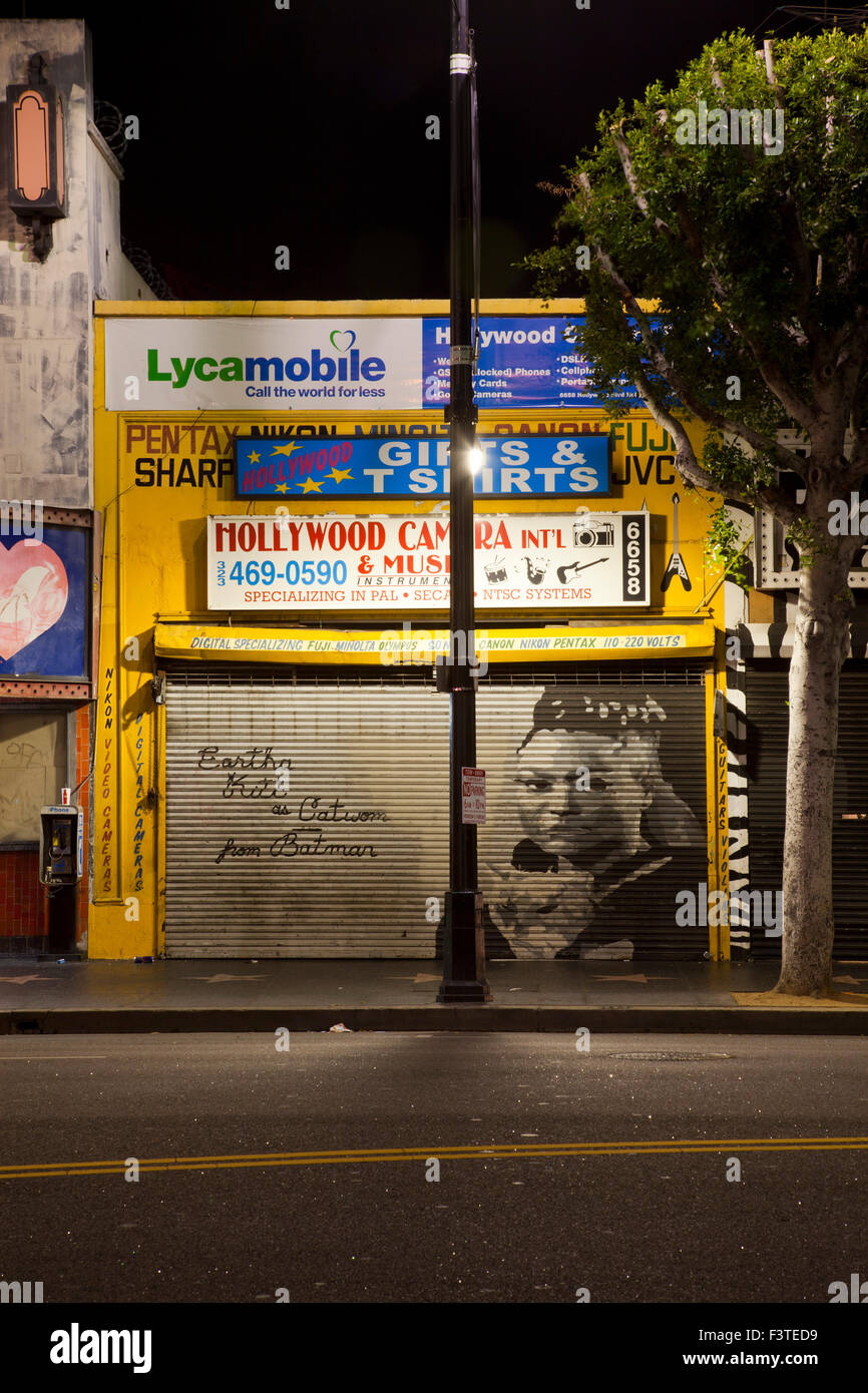 Wandbild, Hollywood Boulevard in der Nacht, Los Angeles, Kalifornien, USA Stockfoto