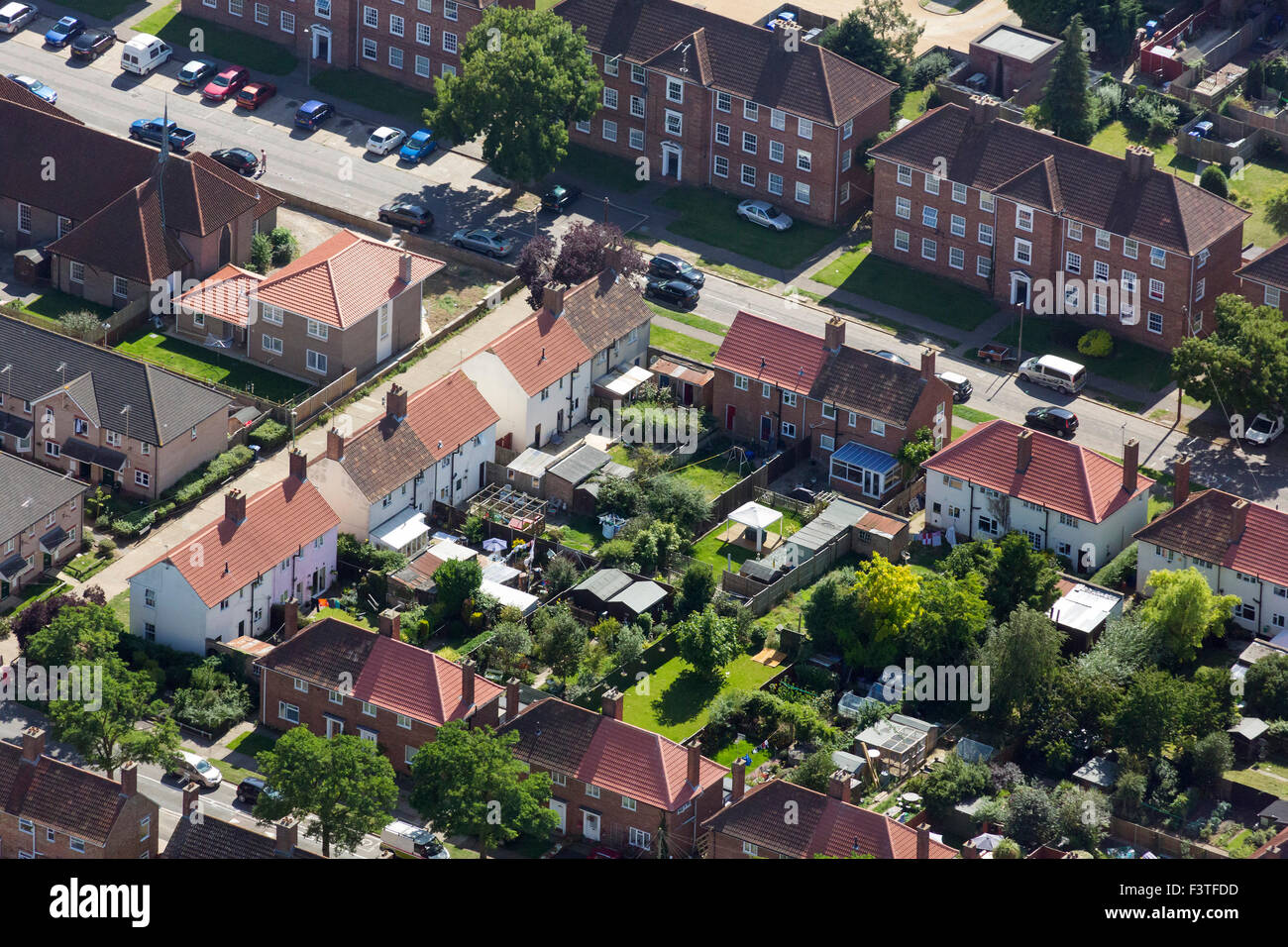 Luftaufnahme Mildenhall Immobilien in Bury St. Edmunds, Suffolk, Großbritannien Stockfoto