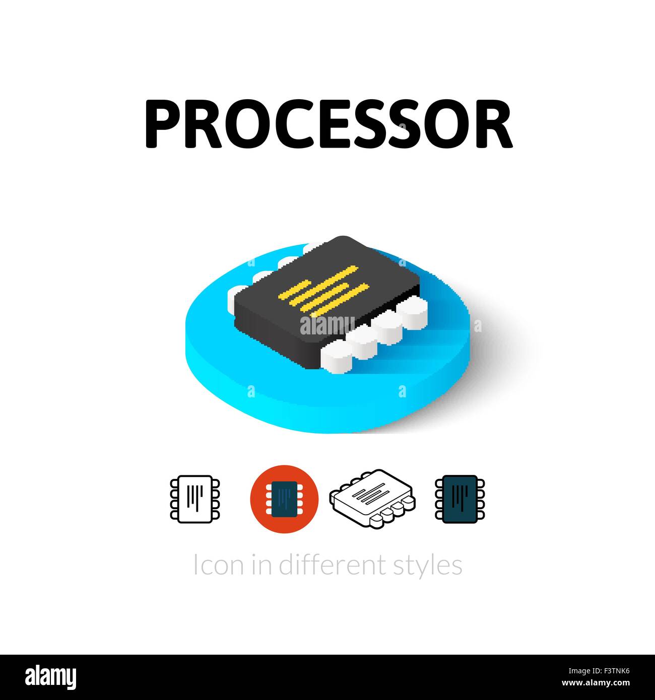 Prozessor-Symbol im anderen Stil Stock Vektor