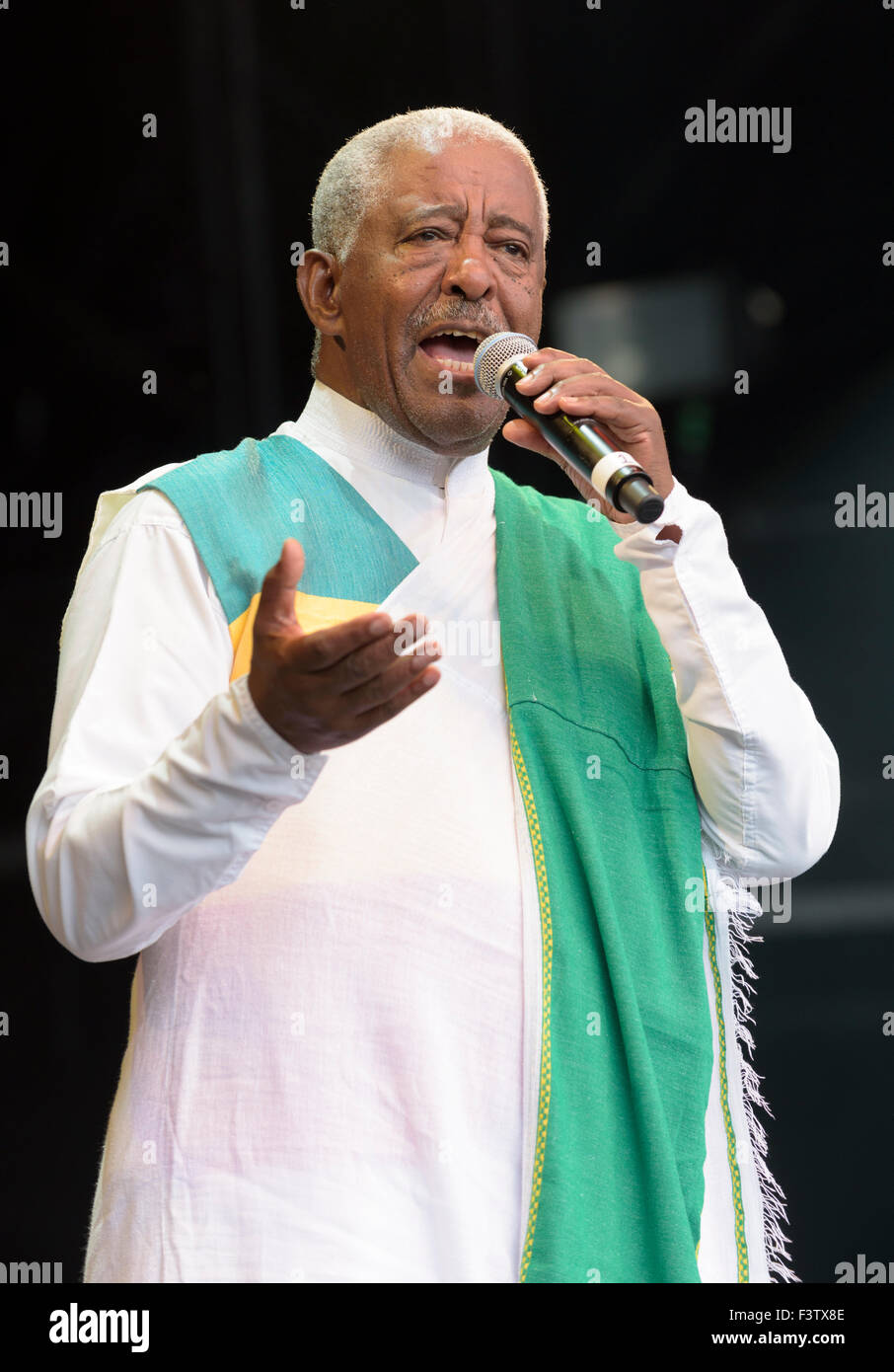 Mahmoud Ahmed, 2015 Womad Charlton Park, Malmesbury, England, Vereinigtes Königreich. 26. Juli 2015 Stockfoto