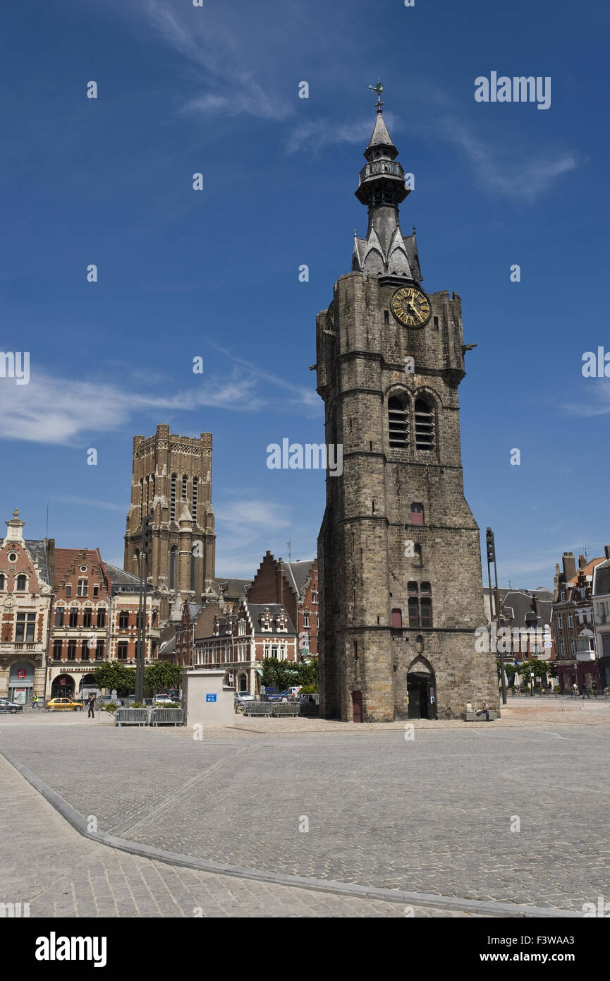 Citytower, Grand-Place Bethune Stockfoto