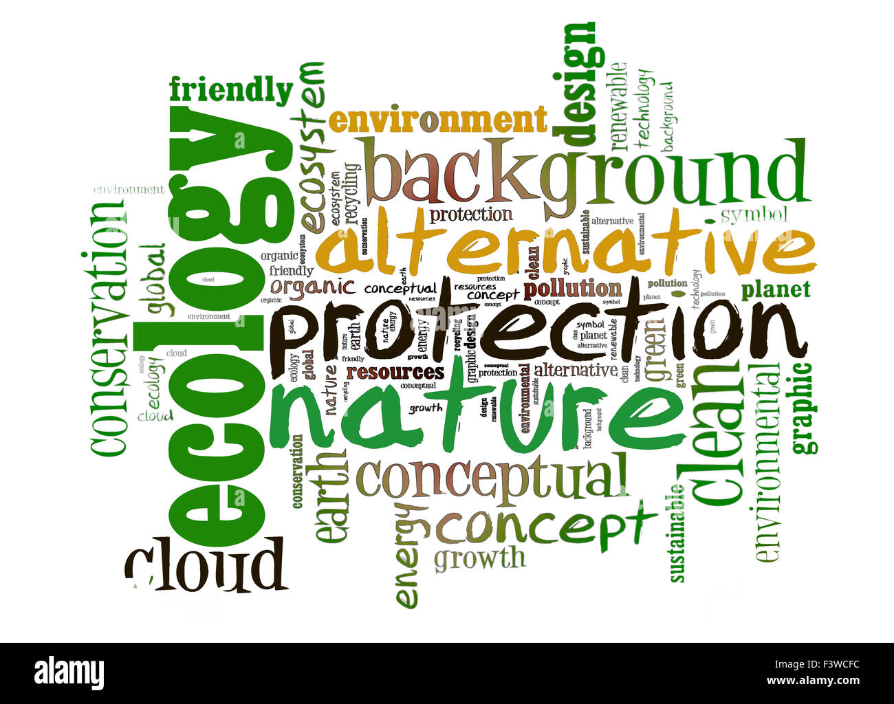 Word Cloud-Konzept von Ökologie und consevation Stockfoto