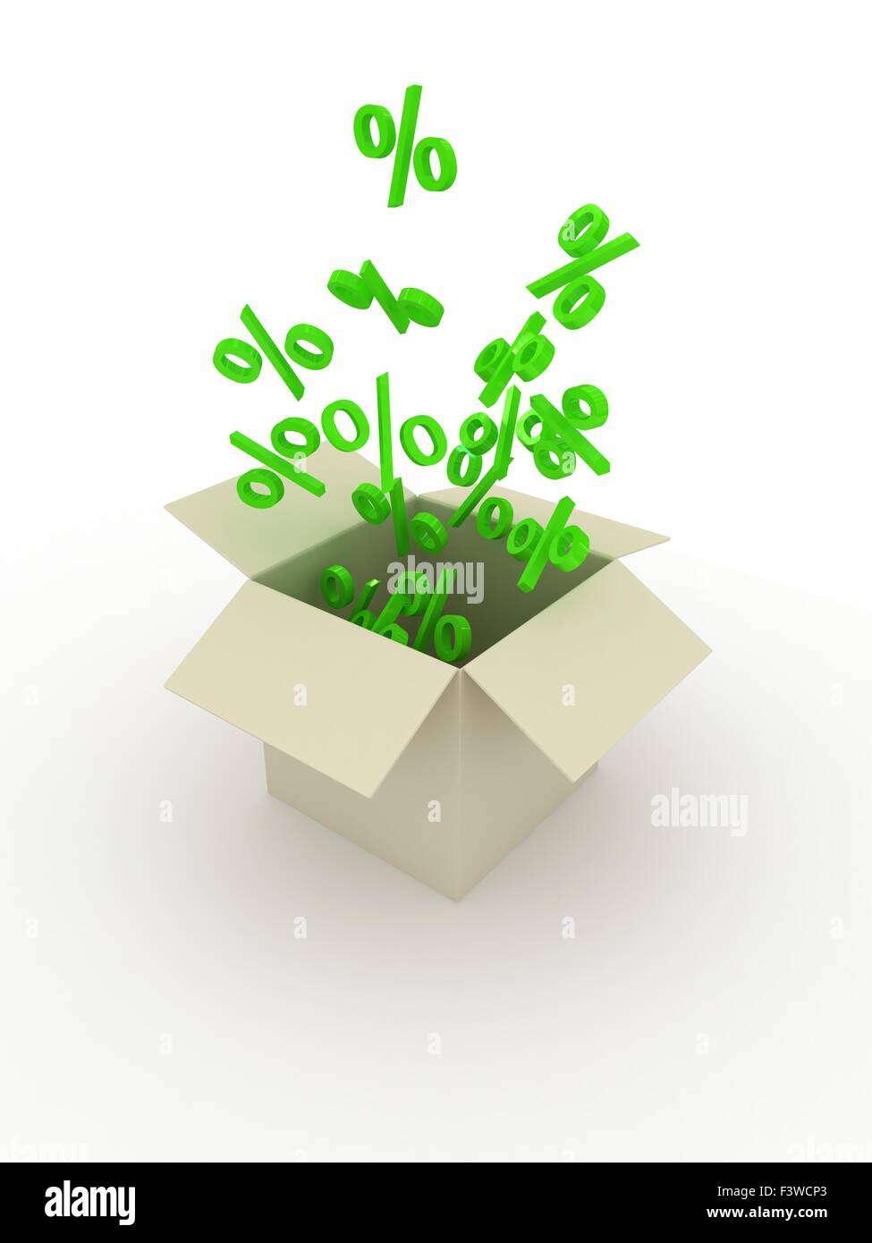 Box auf weißem Hintergrund Stockfoto