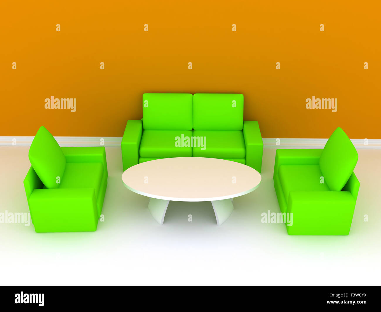 Zimmer mit Sofa. 3D-Rendering Stockfoto