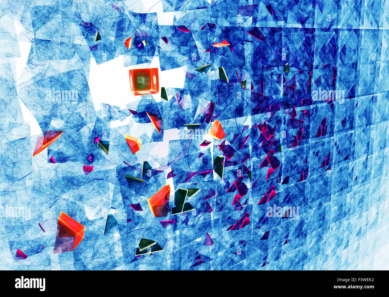 Explosion, zerstreute Partikel Stockfoto