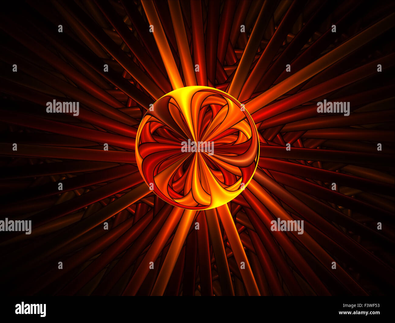roter Energie Kugel Strahlen Stockfoto