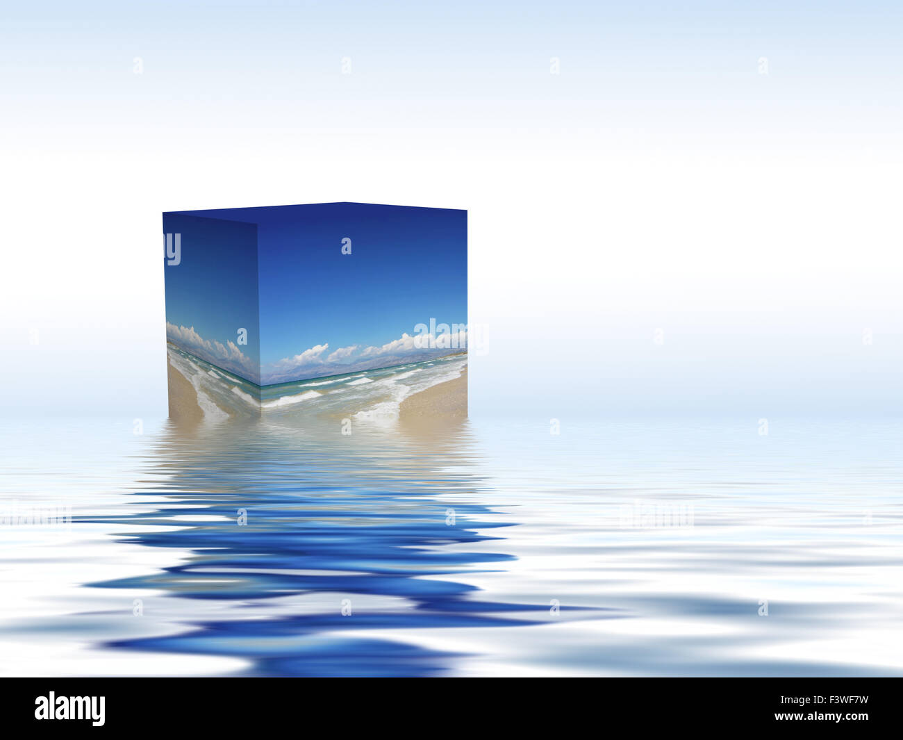 Box auf dem Wasser schwimmen Stockfoto