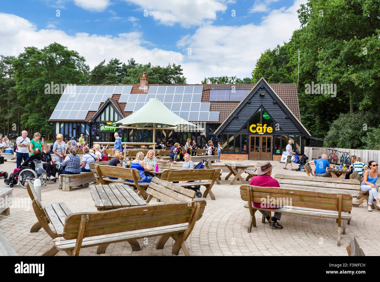 Cafe am hohen Lodge Besucherzentrum in Thetford Forest, Norfolk, England, UK Stockfoto