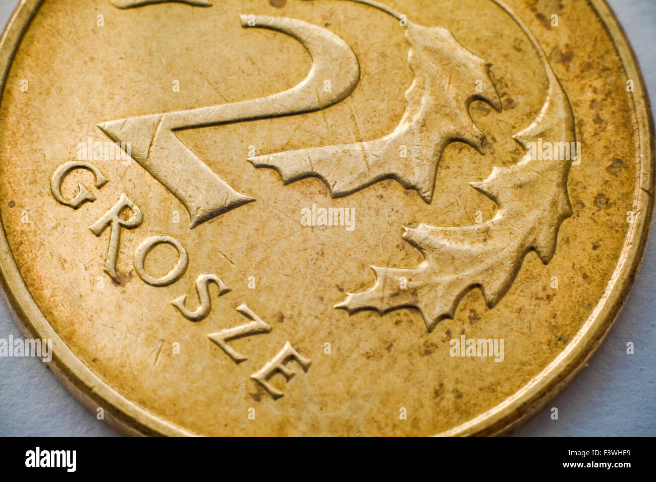 Makro Nahaufnahme der polnische Zloty Münze Stockfoto