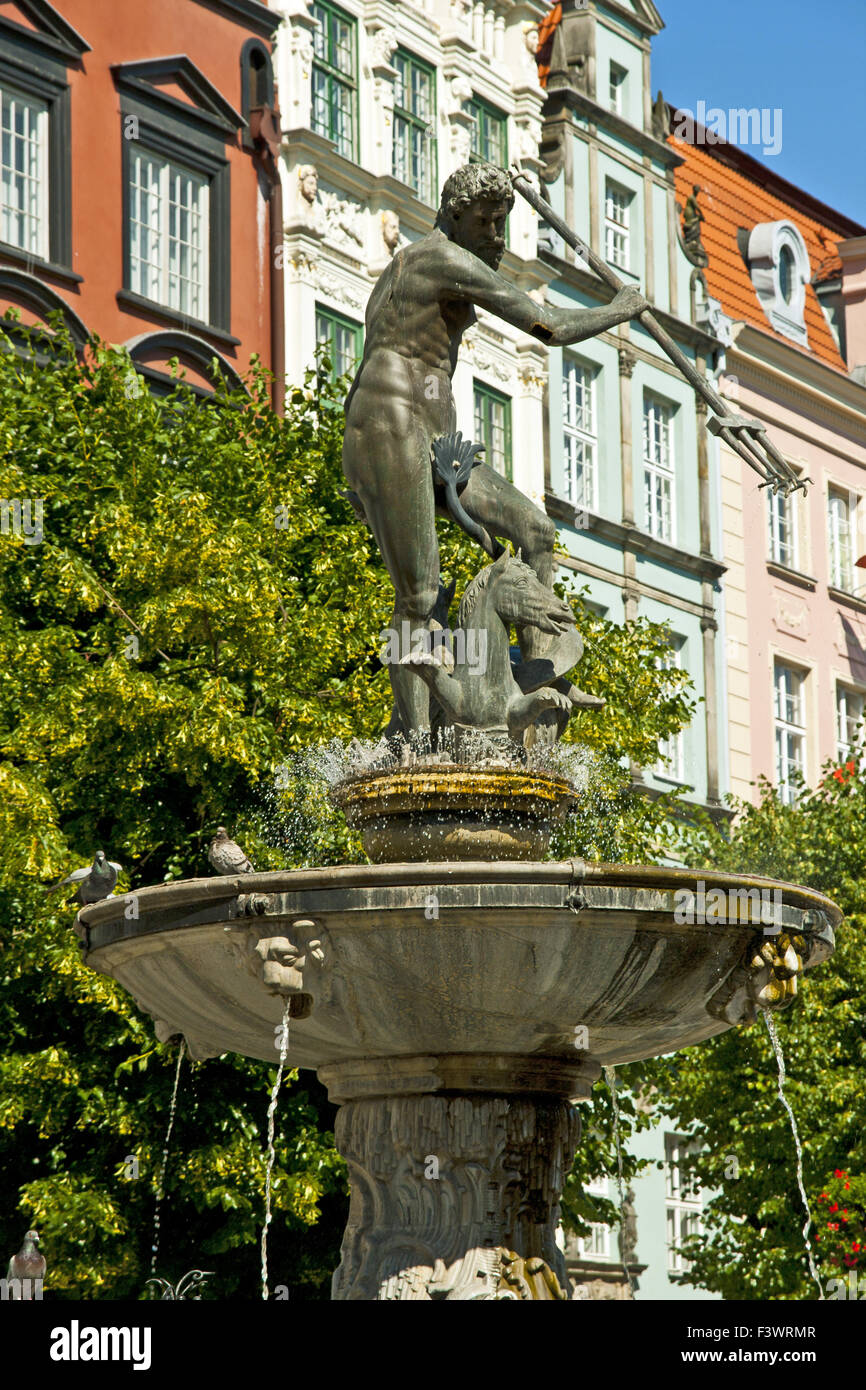 Neptun-Brunnen in Danzig, Polen Stockfoto
