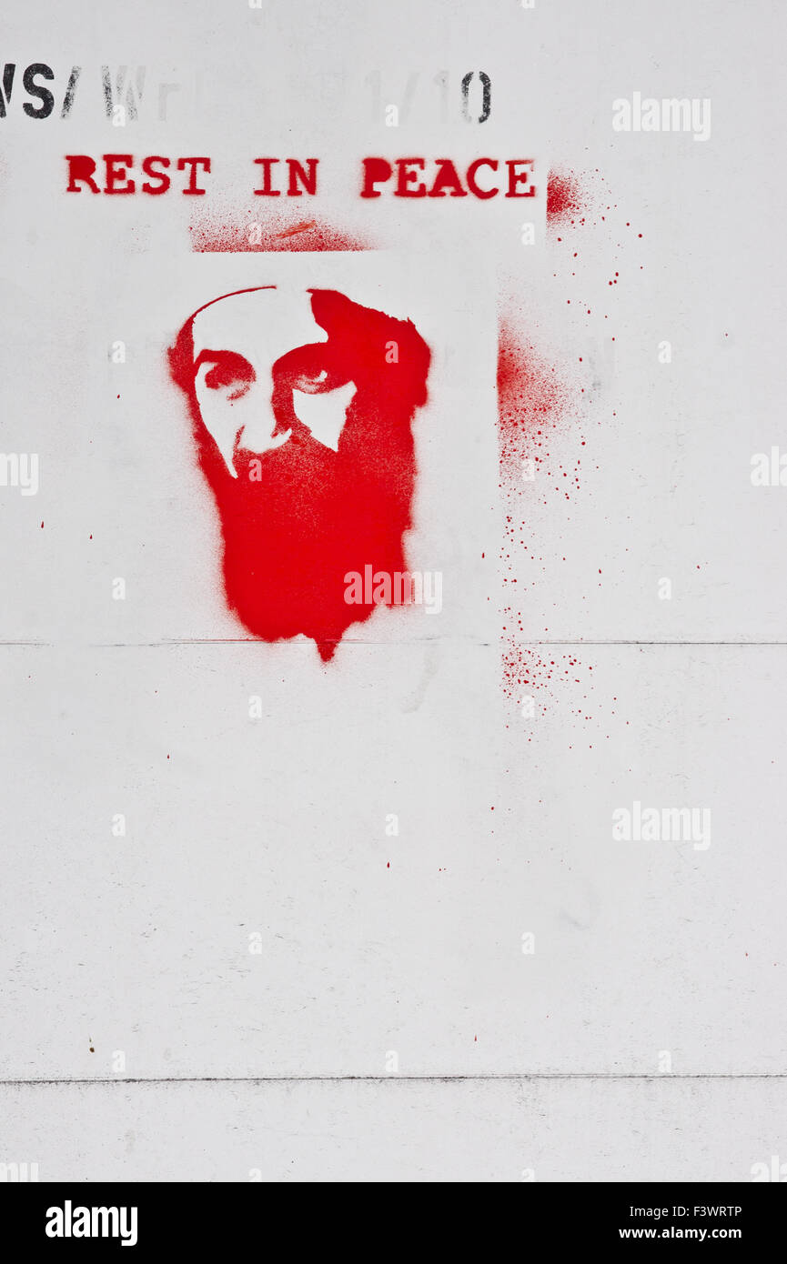 Osama bin Ladens, Schablone graffito Stockfoto