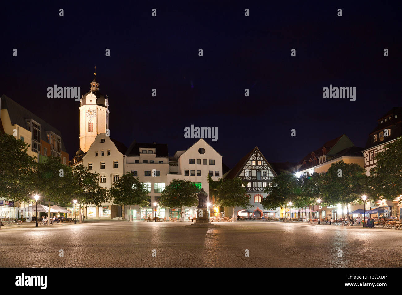 Jena-Markt in der Nacht Stockfoto