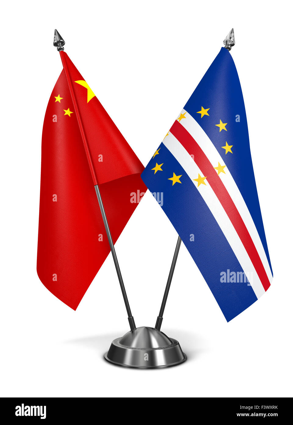 China und Kap Verde - Miniatur-Flags. Stockfoto