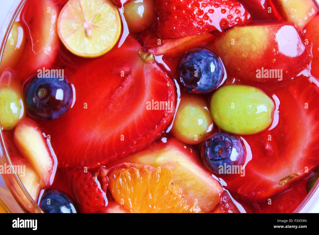 verschiedene Früchte in Gelee - Makro Stockfoto