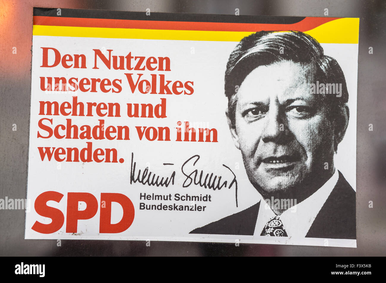 Helmut Schmidt, alte Kampagne Aufkleber Stockfoto