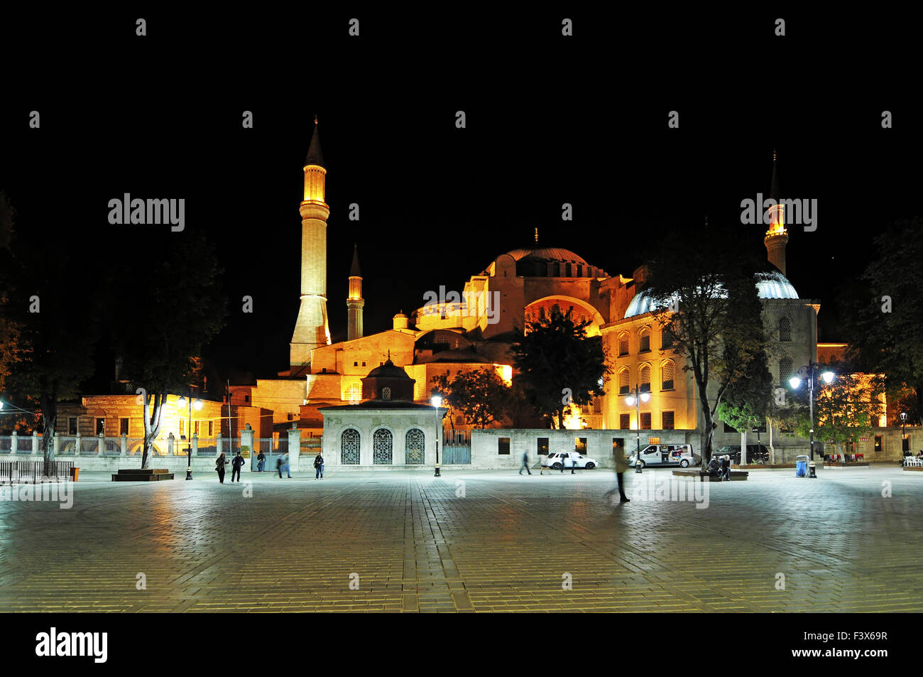 Nachtansicht der Hagia Sophia in Istanbul Stockfoto