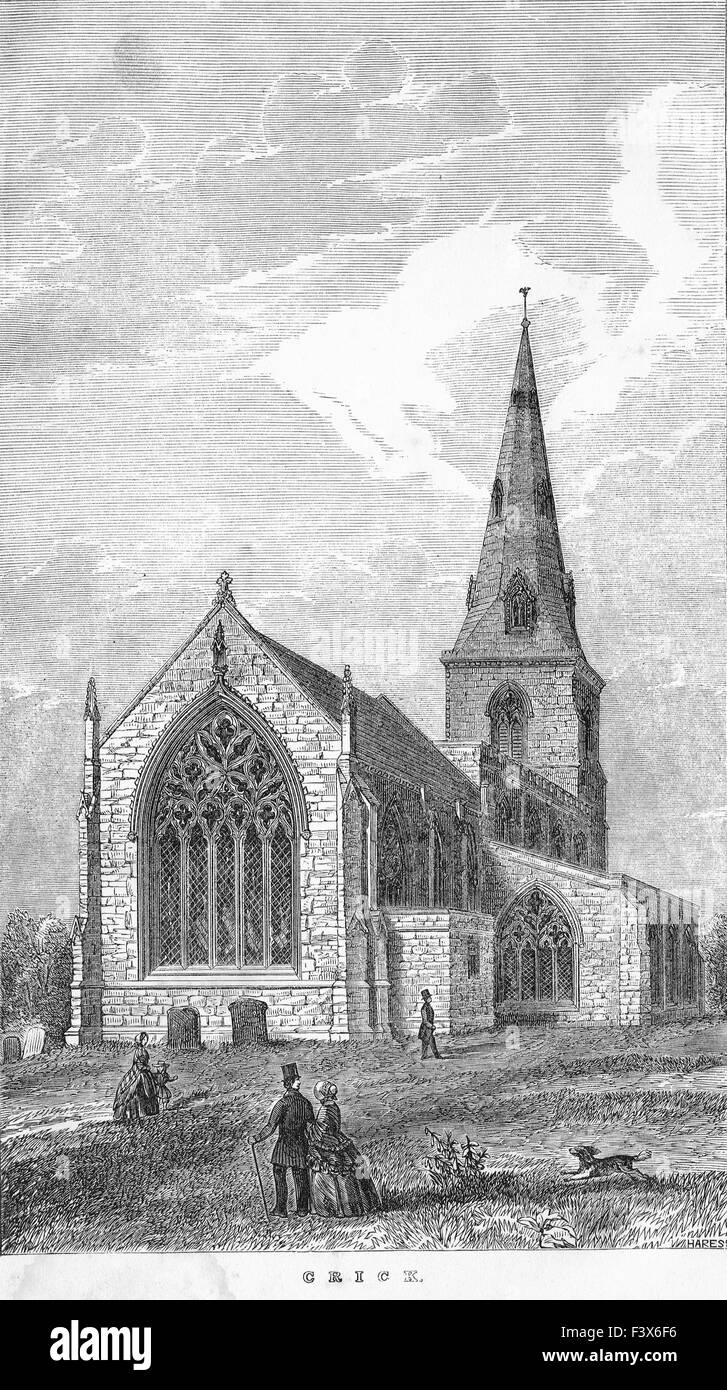 Abbildung von Crick Kirche Hl. Margarete von Antiochia 1855 Stockfoto