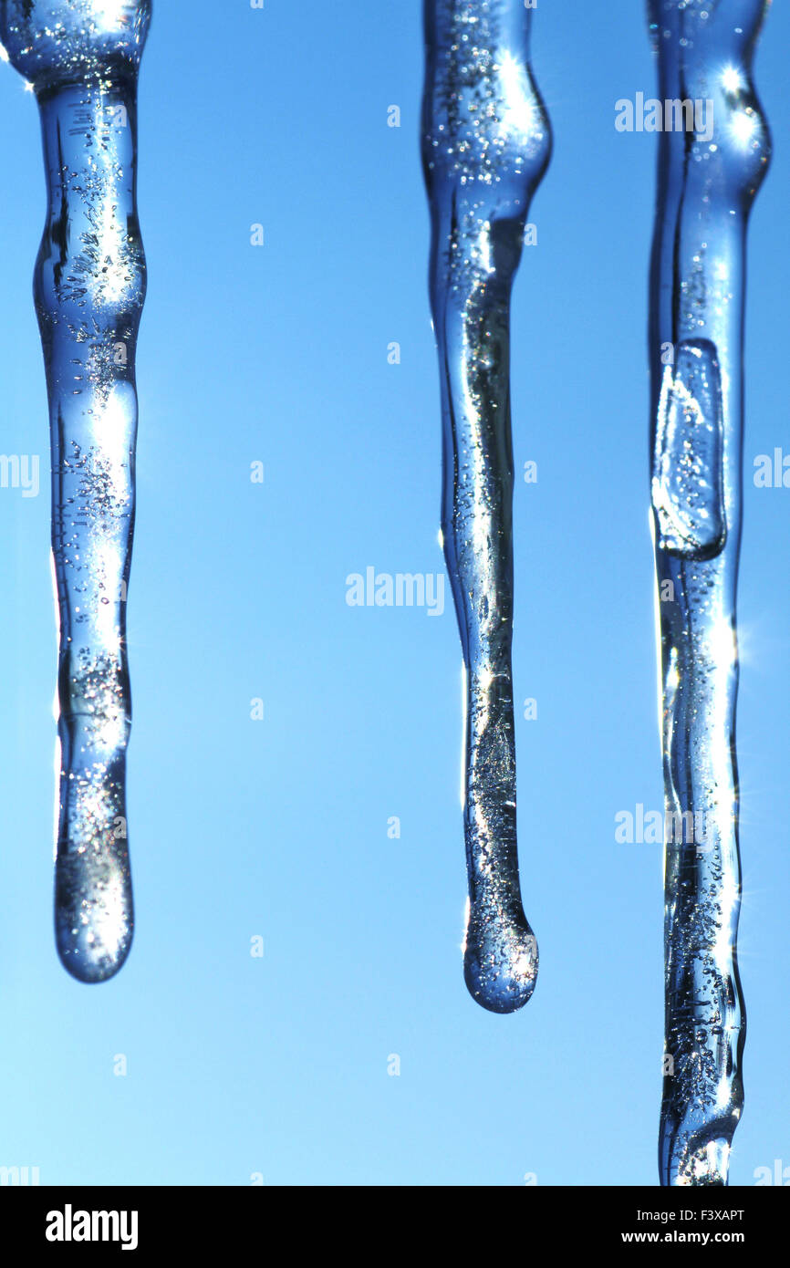 Eiszapfen Lufteinschlüsse Stockfoto