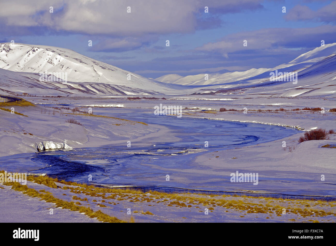 Winterlandscape östlich von Akureyri Stockfoto