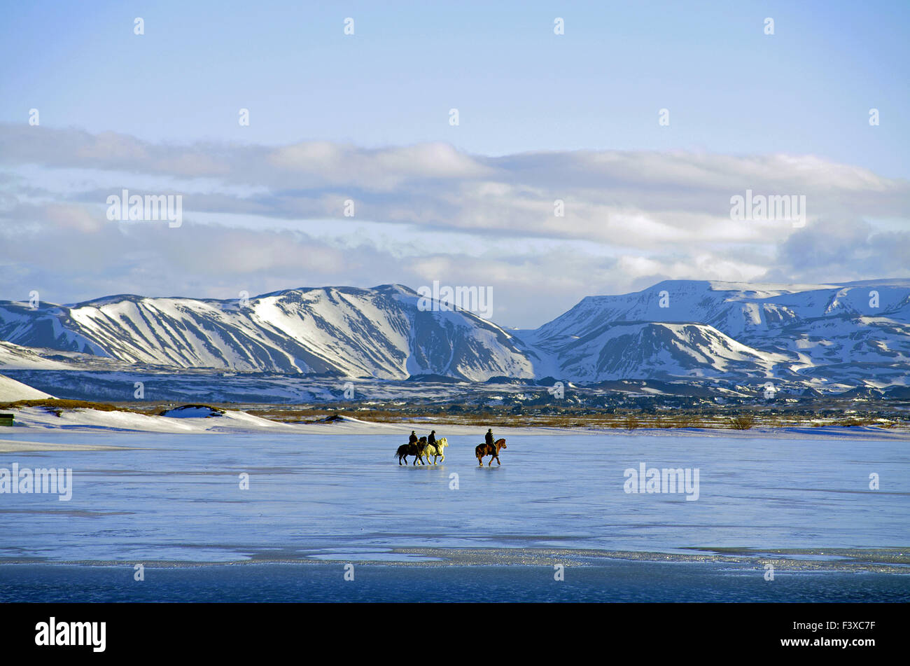 Reiter auf See myvatn Stockfoto