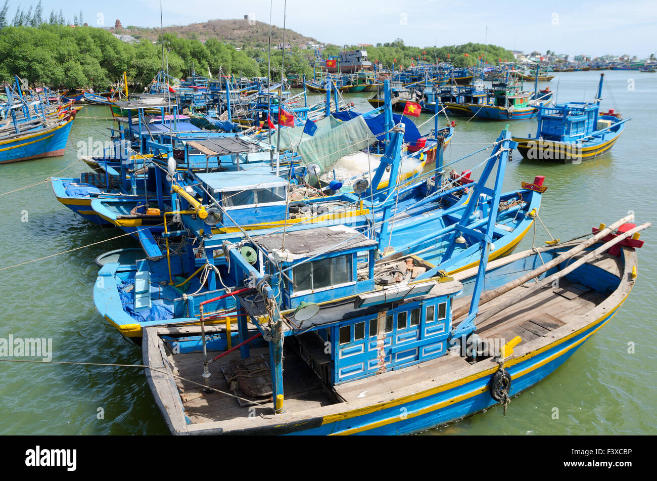 Angelboote/Fischerboote in Vietnam Stockfoto