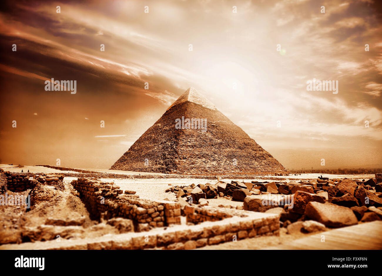 Pyramide von Khafre Gizeh Bereich Stockfoto