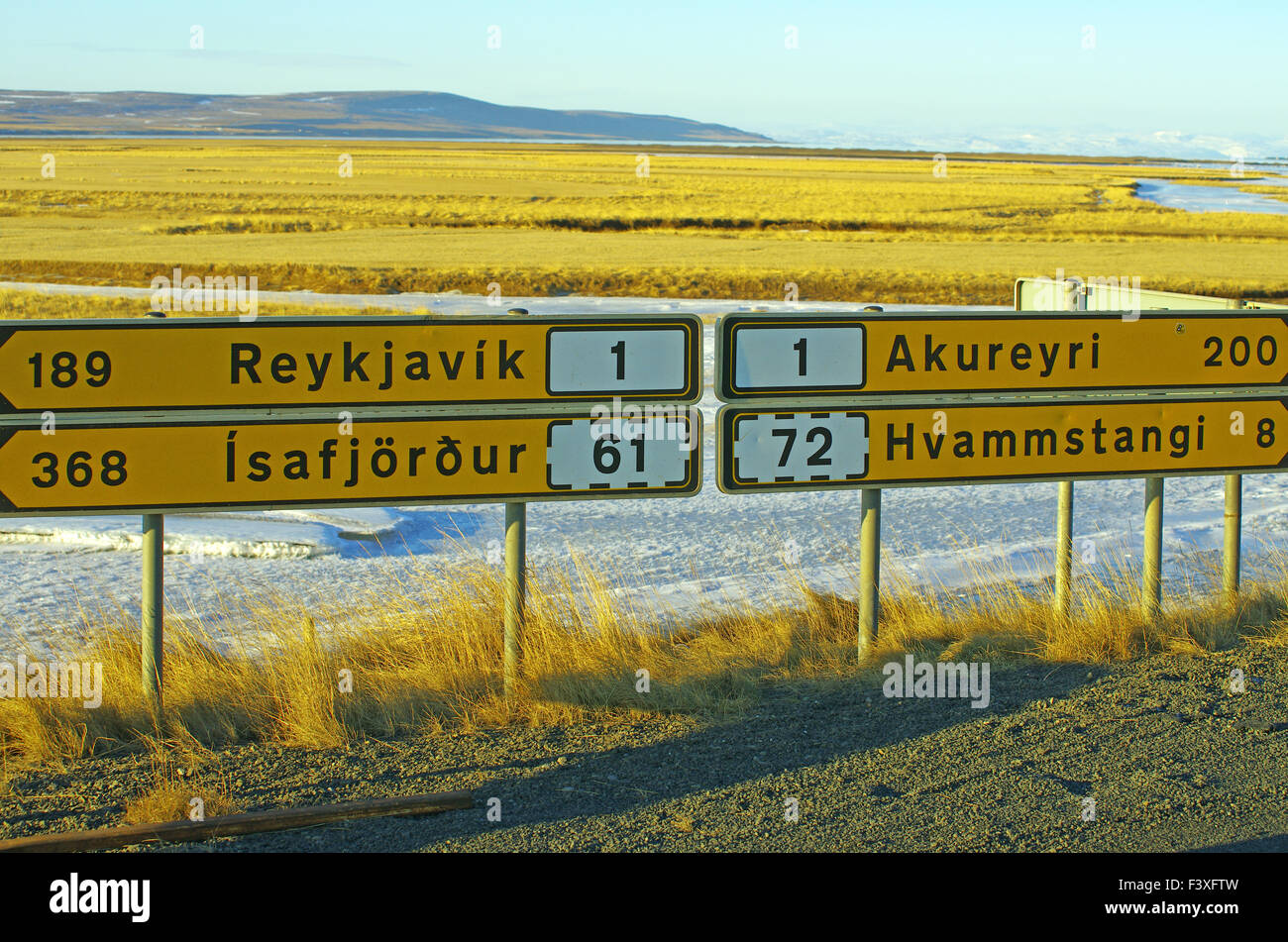 auf halber Strecke zwischen Reykjavik und Akureyri Stockfoto