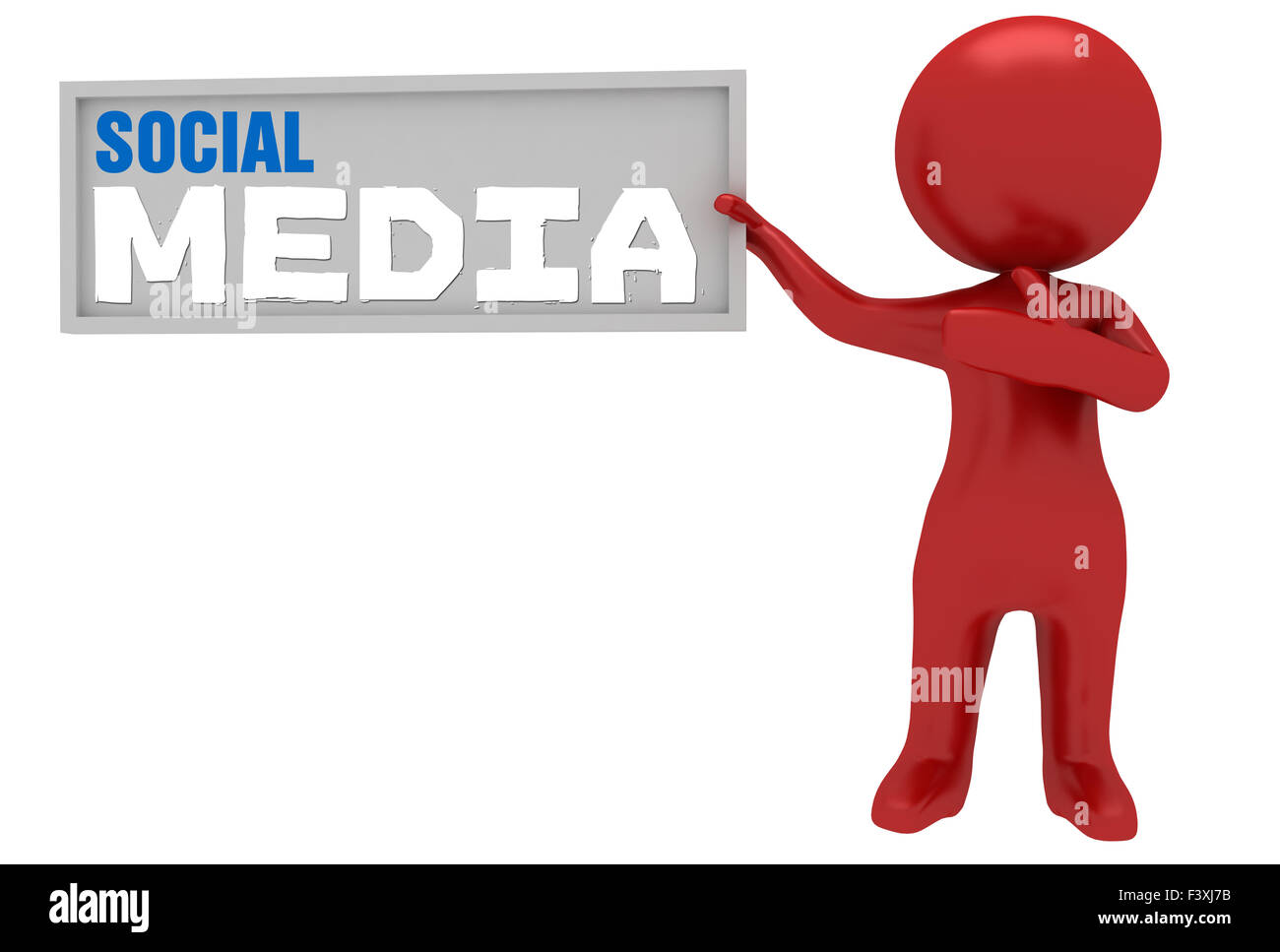 3D Charakter zeigen social-media Stockfoto