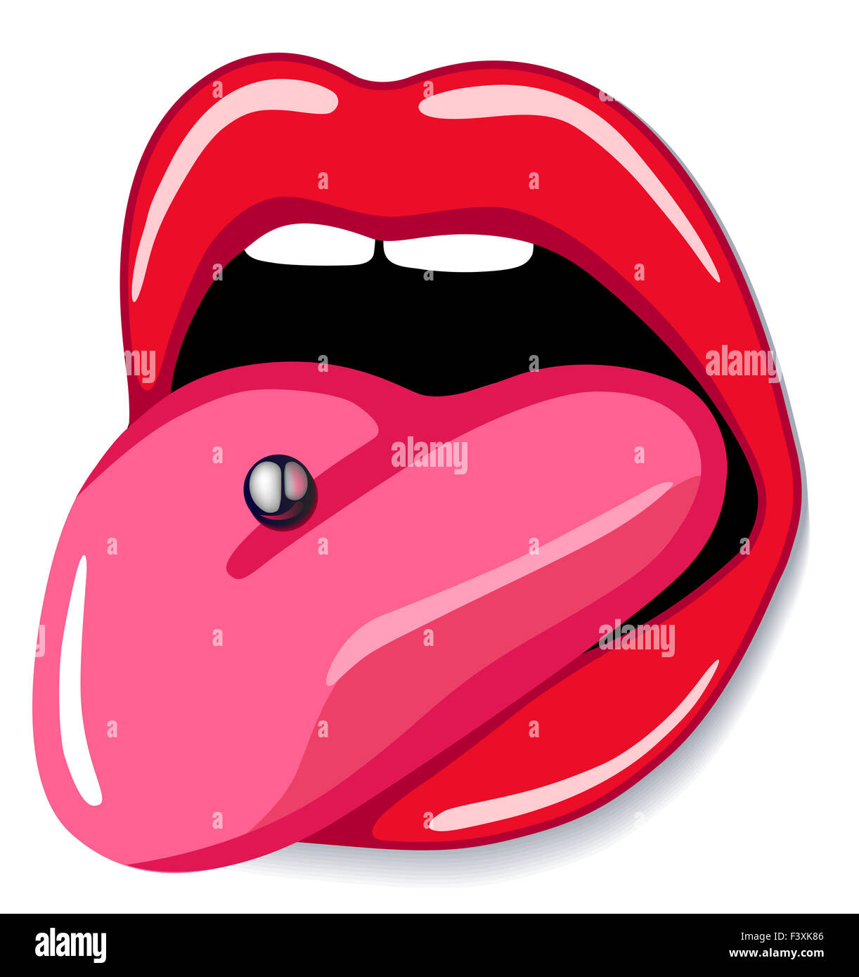 Offener Mund mit gepiercten Zunge Stockfoto