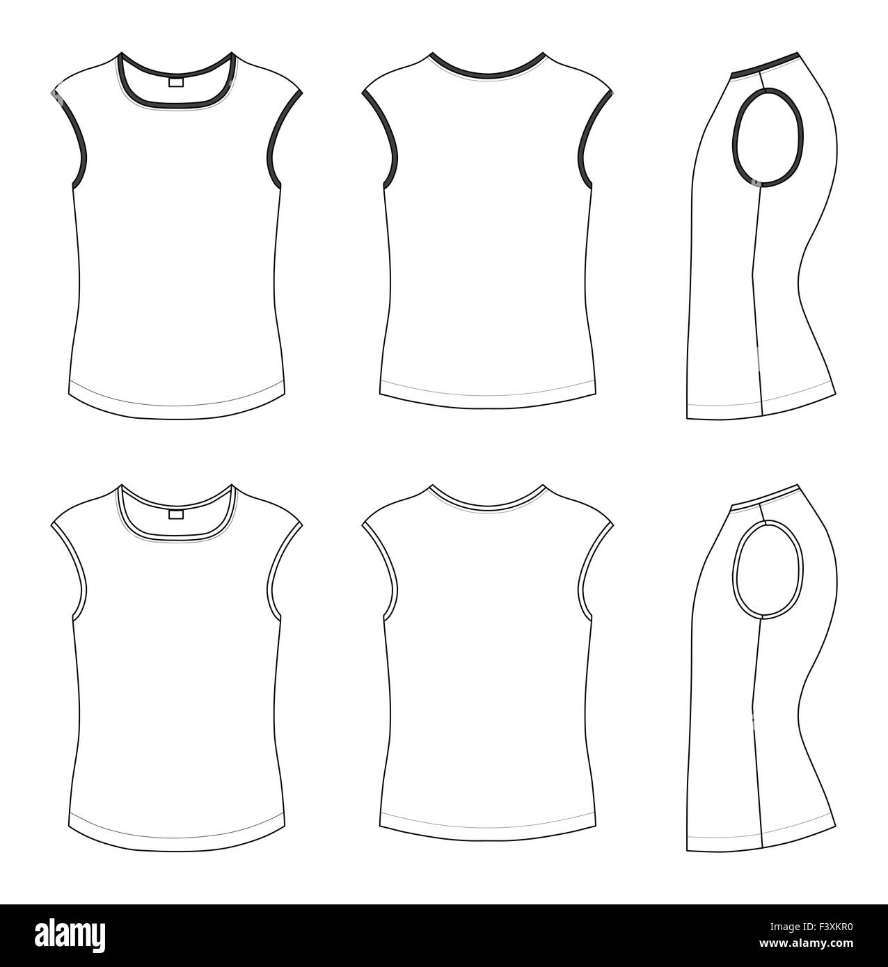 Schwarz-weiß-t-Shirt-Abbildung zu skizzieren Stockfoto