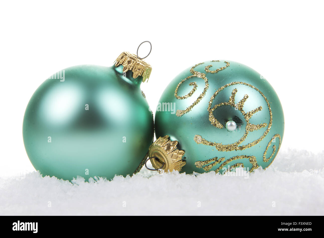 Weihnachtskugeln grün, Türkis Stockfoto