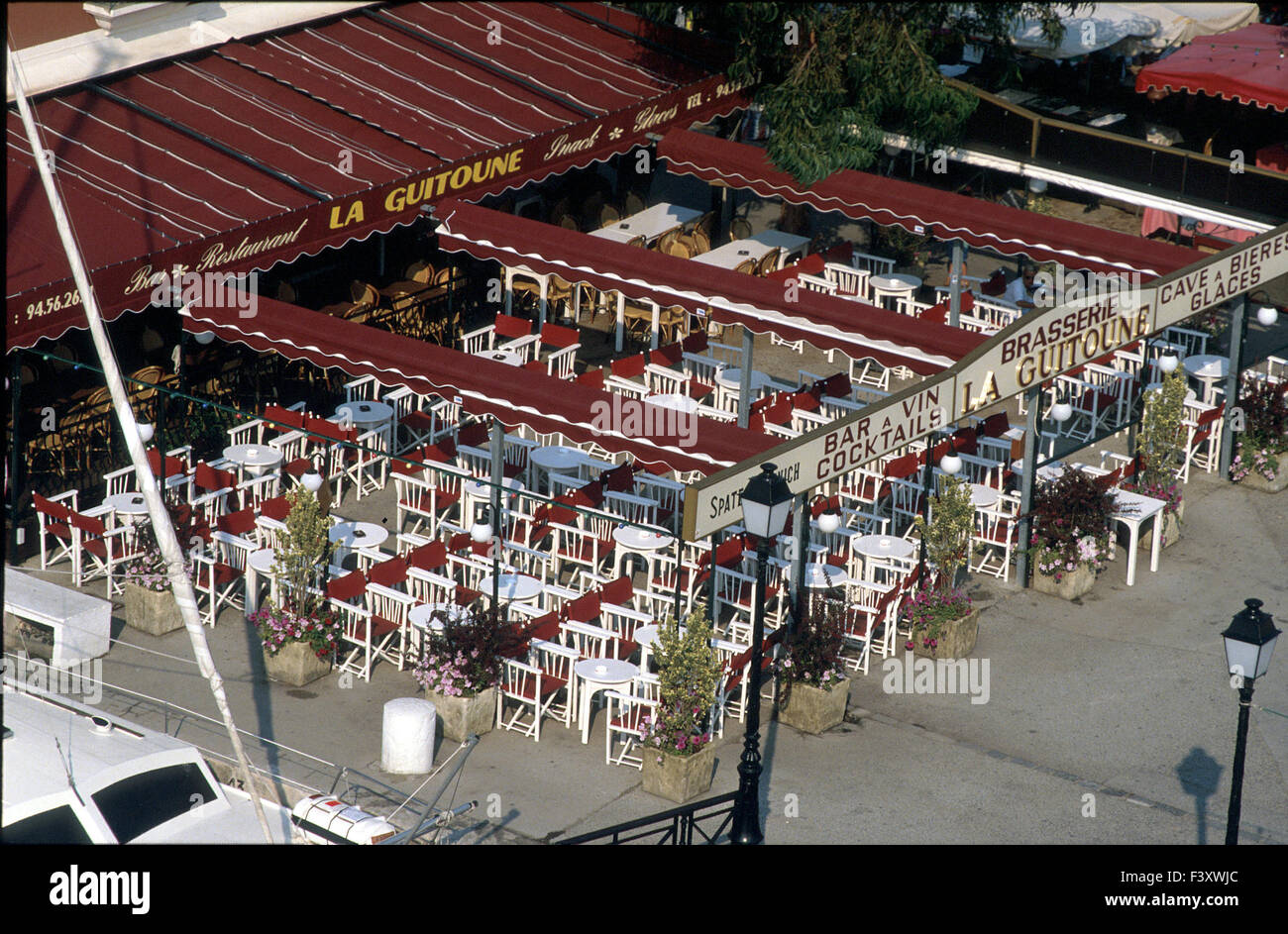 Port Grimaud Cafe La Guitoune, Provence, Frankreich Stockfoto