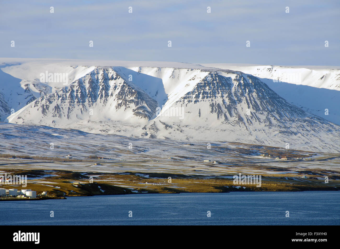 Winterlandscape in der Nähe von Akureyri Stockfoto