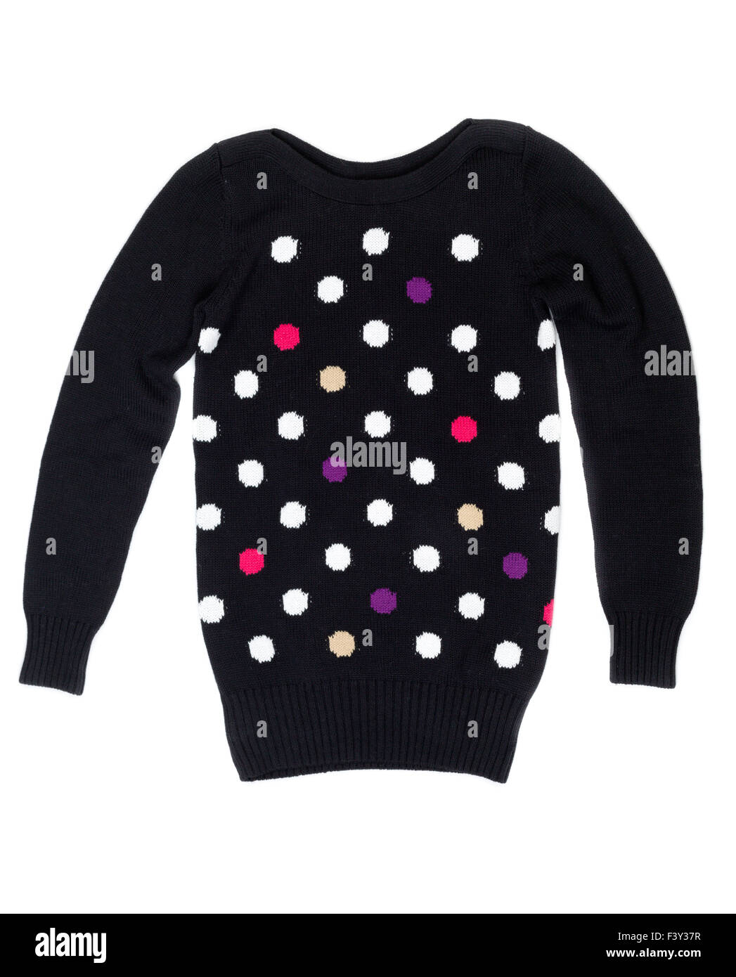 Schwarzer Pullover mit einem Muster von Polka dots Stockfoto