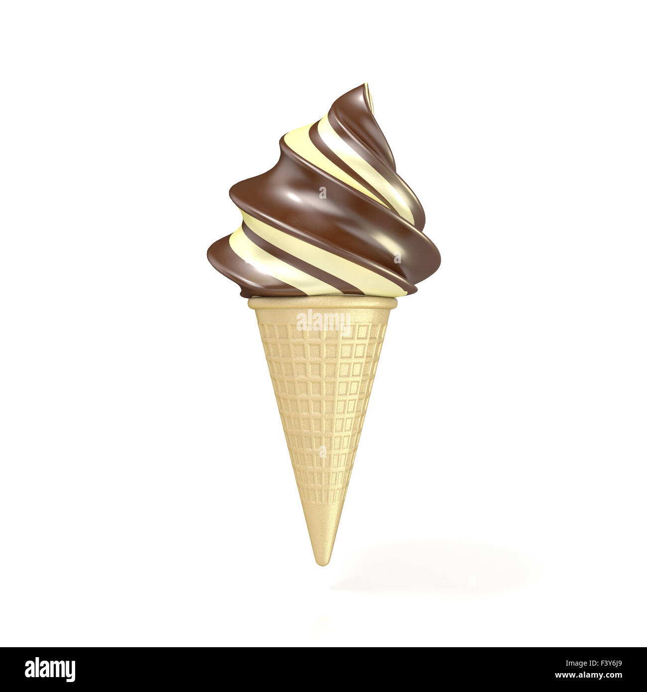 Servieren Sie weiche Schokolade und Vanille Eis. 3D-Render isolierten auf weißen Hintergrund Stockfoto